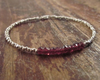 Garnet Bracelet Garnet Bracelets Girlfriend Gift Womens Gift for Women January Birthstone Jewelry Bead Beaded Bracelets Garnet Gemstone Wife