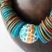 RESERVED for Flora Polymer clay necklace - Pharaoh - choker necklace in gold turquoise shades - BeadsTeam - statement necklace