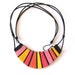 Clay bib necklace - "The Pink Candy Cheshire Cat Grin" bib fashion necklace bright neon Alice in Wonderland, leather cord,EuropeanStreetTeam