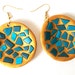 Turquoise Mosaic earrings dangle polymer clay earrings blues and gold EuropeanStreetTeam FunkyAlternativeJewelry BeadsTeam