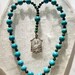 Turquoise Saint Therese Rosary Chaplet with St Therese Holy Card