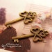 5 pcs Antiqued Vintage Bronze plated brass Charms/Pendants- (Heart Key ) 22x49mm(BAB-061)