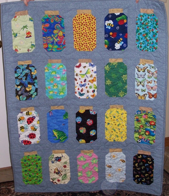 Bug Jar Quilt for Children Machine Quilted