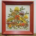 Vintage Framed Mushroom Crewel Wall Picture