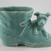 Vintage Ceramic Pottery Dog And Shoe Planter Aqua Shawnee