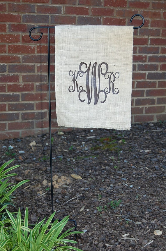 Items similar to Burlap monogram initial flag for indoor or outdoor use ...