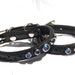 Leather Cuffs with Blue Sparkle Accent - Black Leather Bracelets - Bondage Cuffs