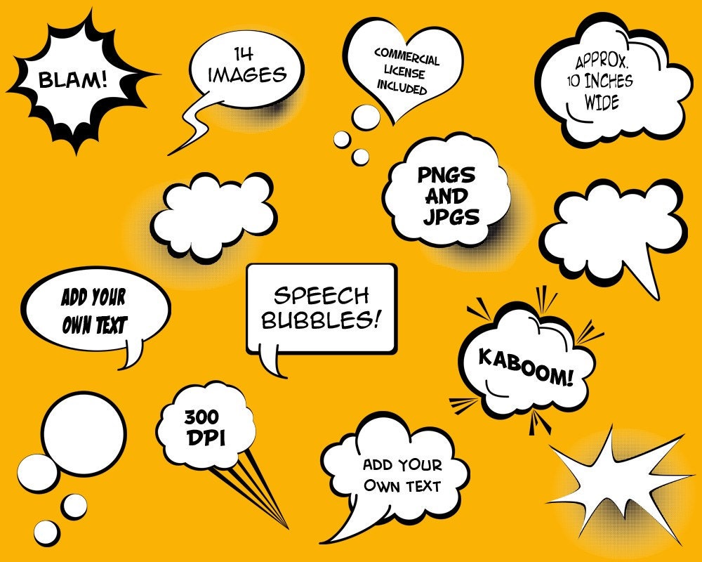 Speech Bubbles Clip Art Clipart Commercial and Personal