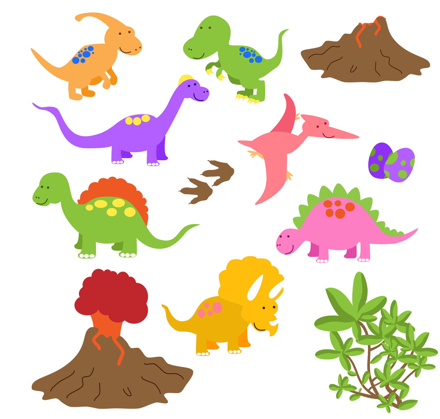 Dinosaur Clip Art Clipart Great for Birthday Party by PinkPueblo