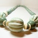 Avon Mint and Ivory Necklace- Vintage- Plastic- Marbleized- Beaded- 1980- 28 Inches