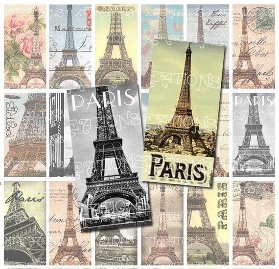 Items Similar To Paris, Eiffel Tower Theme Digital Collage Sheet In 1x2 