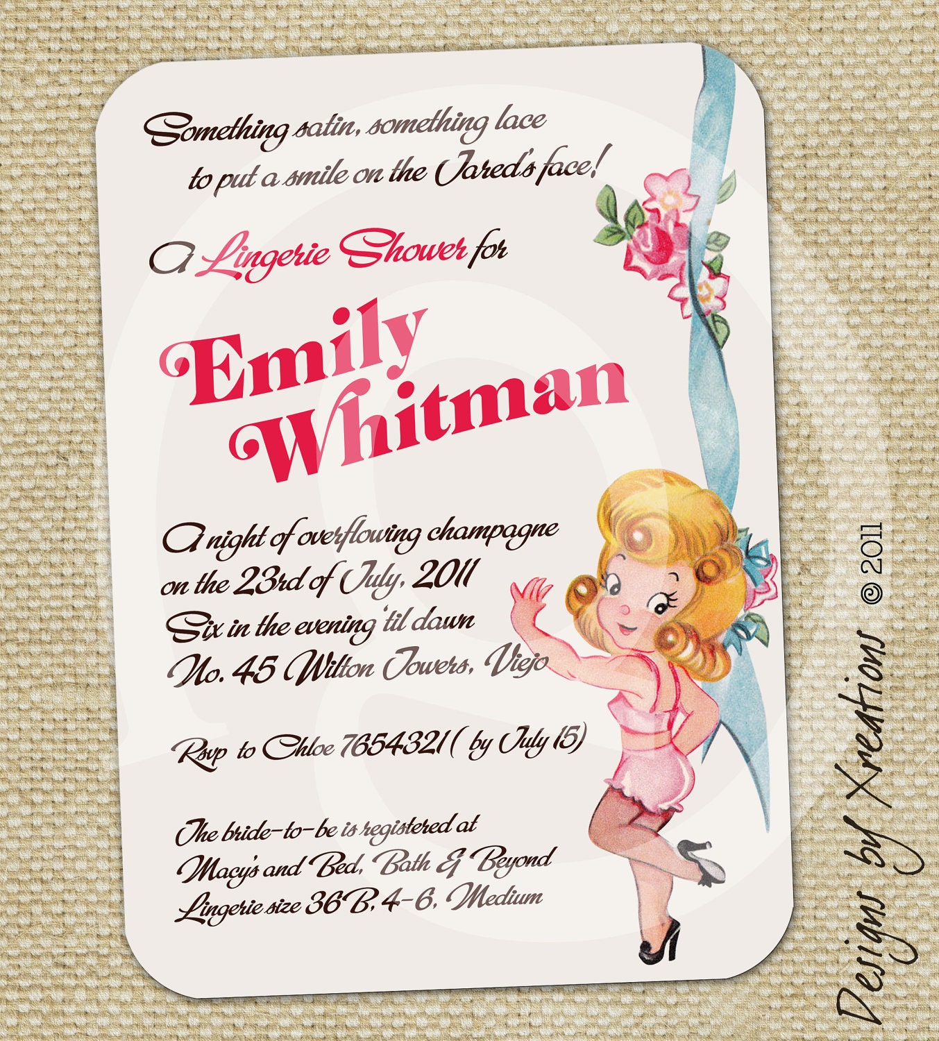 Items similar to Cute Lingerie Bridal Shower Invitation ...