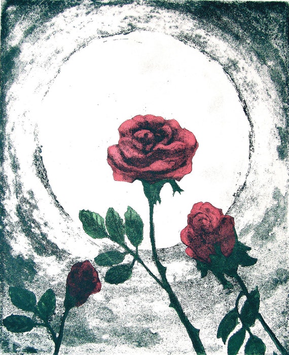 Romantic Roses Moonlight and Roses Original Hand Painted