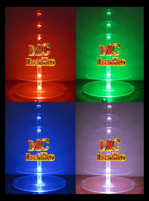 7 Tier Circle Acrylic plexiglass Cupcake Stand Lighted