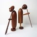 Danish Modern Style Walnut / Teak Figurines - 10" Hand-Crafted Table Sculptures - Hans Bolling / Kay Bojesen era