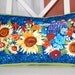 SALE, Summer Sunflower Pillow. Decorative Accent, Green Border