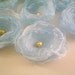 Fabric flowers --- 12 ice blue crinkle flowers