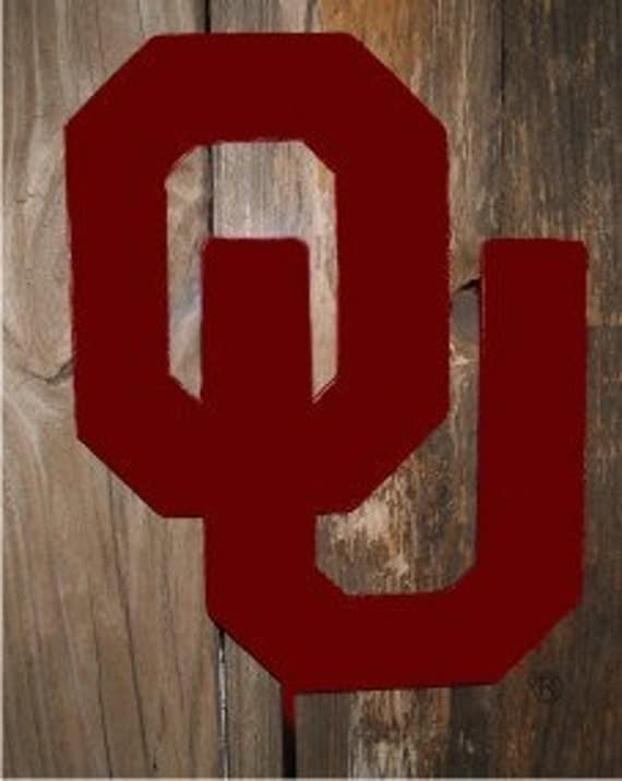 OU Oklahoma University metal art yard stake Football sign.
