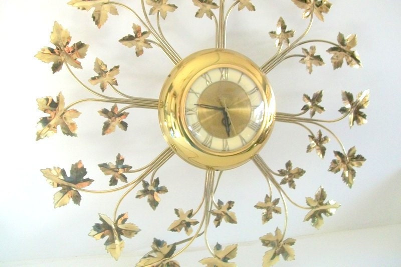 Vintage Gold Clock Large/ Wall Decor