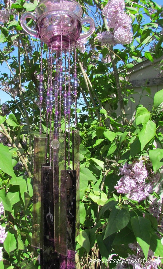 Vintage Purple Stained Glass Wind Chimes Like This Item