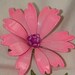 Vintage JJ fushia pink and magenta enamel flower brooch with green stem and leaves