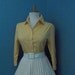 Vintage Cotton Yellow and White Gingham Plaid 1950s 1960s Look Button Down Blouse