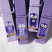 PURPLE OWLS hand painted magnetic clothespin set