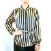 Vintage Tan and Black Vertical Striped Shirt Size Medium