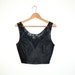 90s Black Leather Crop Top, size Medium