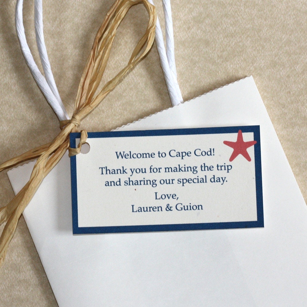 Starfish Hotel Welcome Gift Tags Sold in Sets of 10