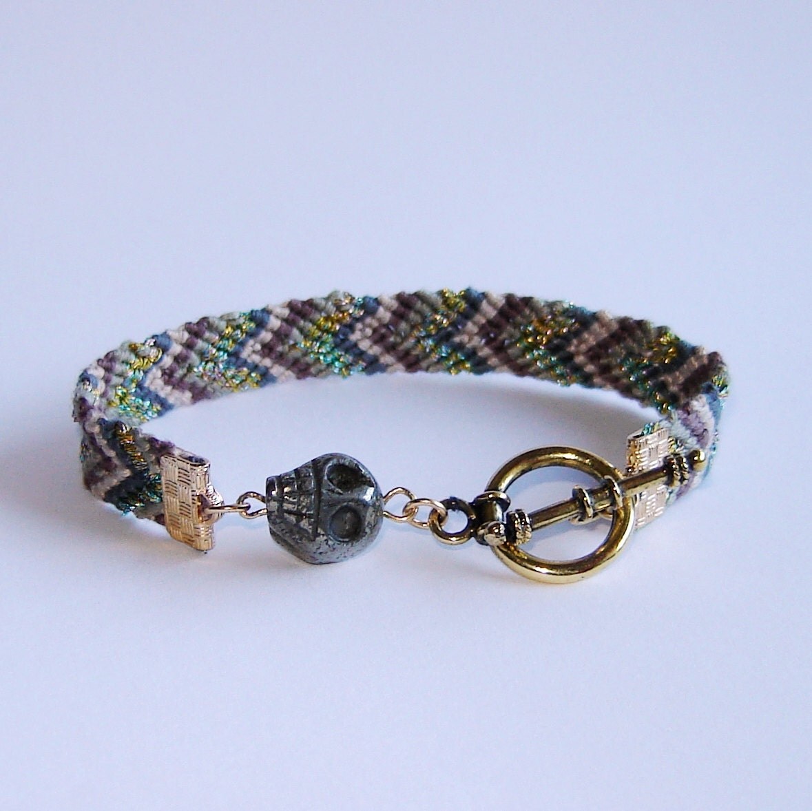 Till Death Friendship Bracelet with Skull and Clasp