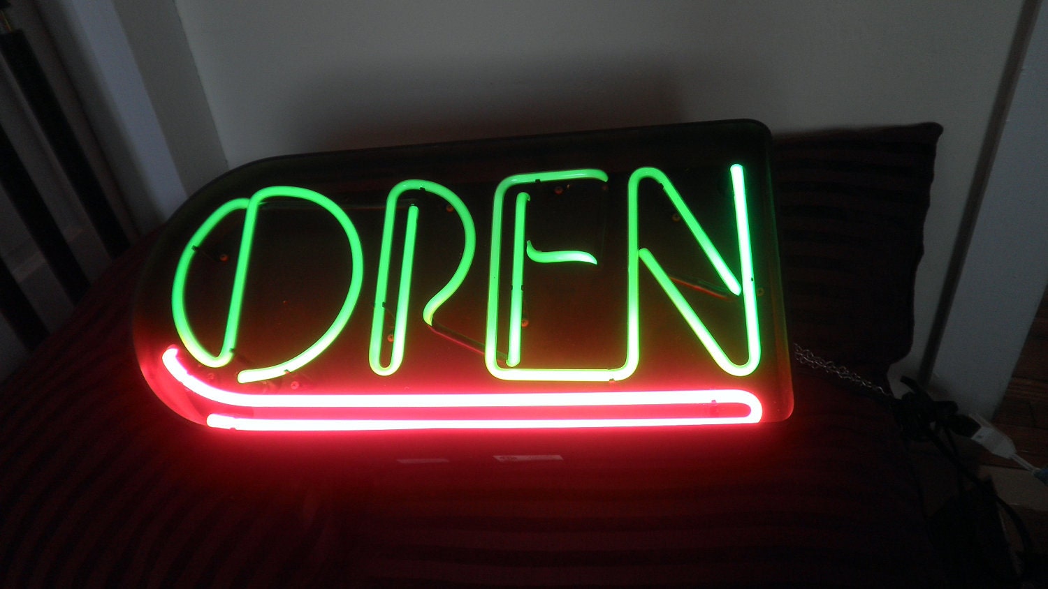 RESERVED Holly Commercial Neon Open Sign Vintage by Pascalene