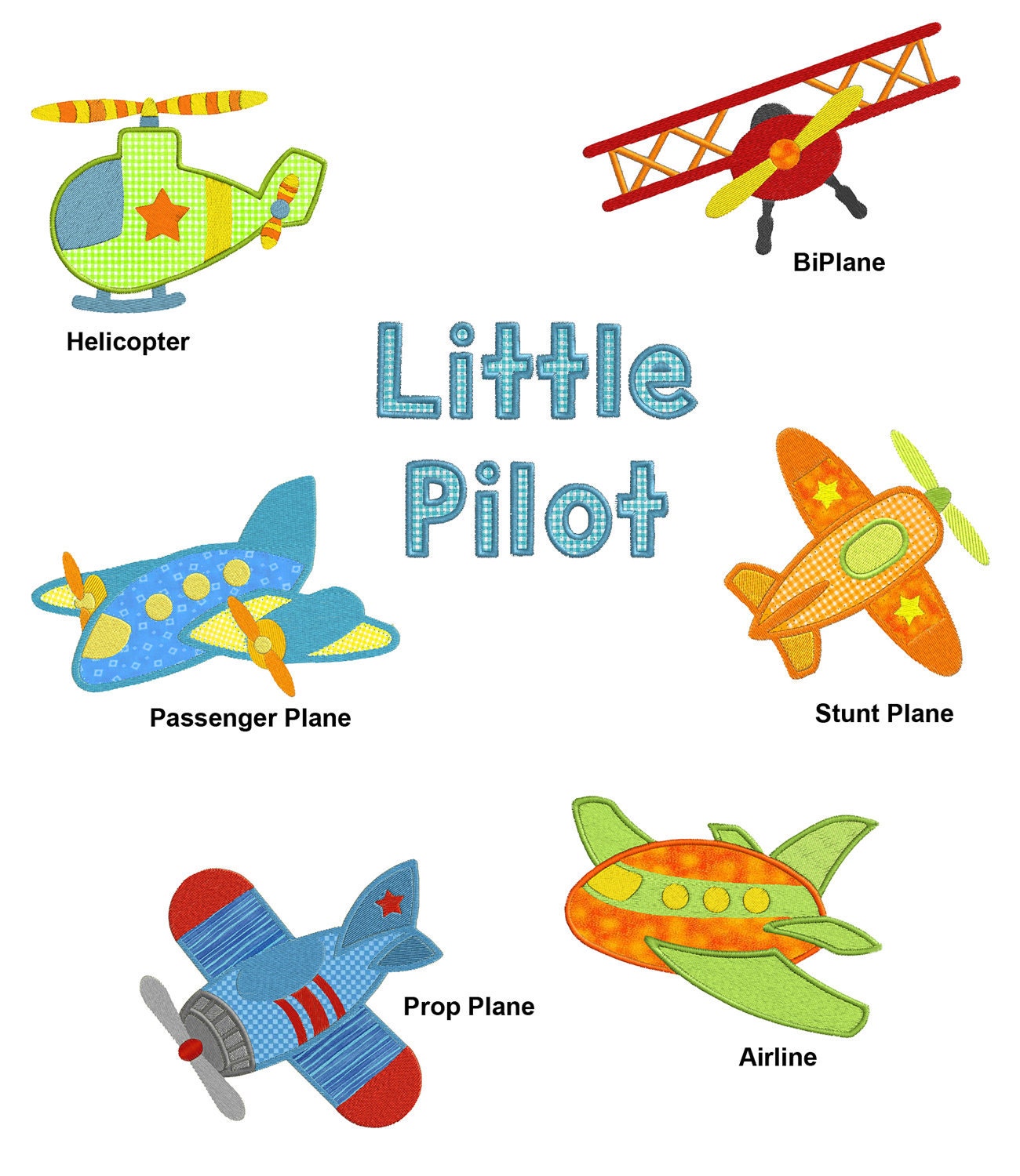 Airplanes APPLIQUE Machine Embroidery Designs