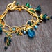 Enchanting Peacock Blue Bellflower Bracelet in Gold