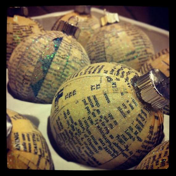 Items similar to Christmas Tree Ornament Covered with Vintage book ...