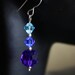Blue Crystal Earrings with Sterling Silver French Wire Hooks