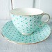 RESERVED Turquoise Blue Adderley Chintz Teacup and Saucer