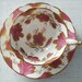 Vintage Tea Cups and Saucers - Cup and Saucer Set - Teacup Set - Hot Pink and Gold Teacups and Saucers