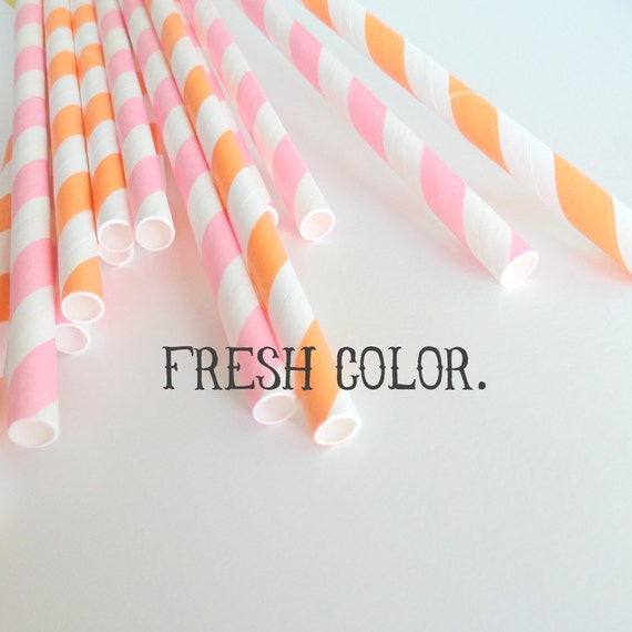 24 Multi Colored Striped Retro Paper Straws with DIY by pickfair