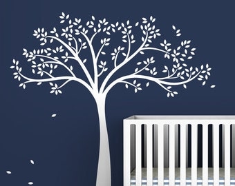 Tree Wall Decal Monochromatic Fall Tree Extended Gender Neutral Baby Nursery Decor
