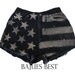 Raw Black American Flag Distress Shorts