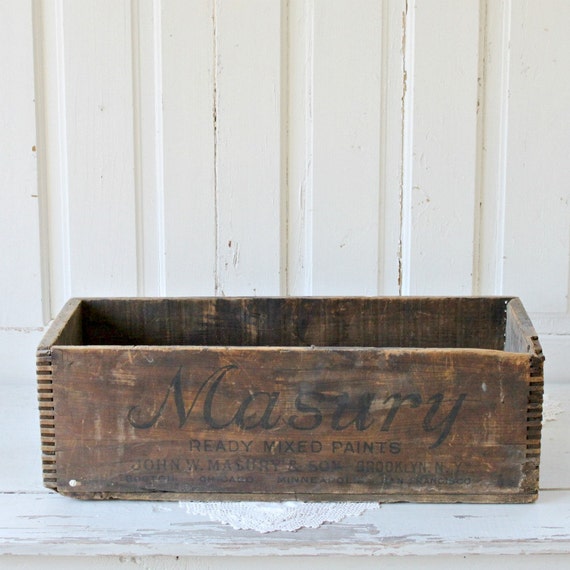 antique wood paint crate by UrbanFarmgirlAndCo on Etsy