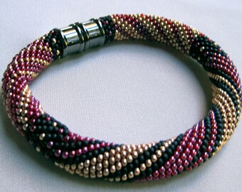 Bead Crochet Pattern: Spirals and Circles Bead Crochet Bangle Pattern