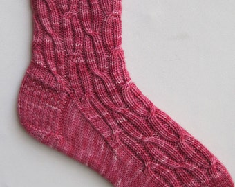 Knit Sock Pattern: Easy Cable Ribbed Socks Knitting Pattern