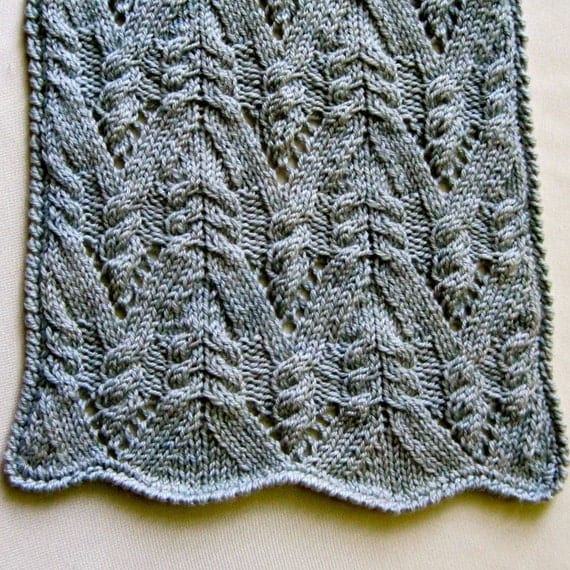 Knit Scarf Pattern: Cable Lace Mountain Turtleneck Scarf
