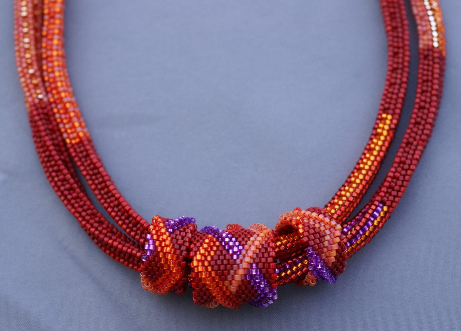 BEAD WEAVING KIT Polygon Weave Necklace with Peyote Rings in