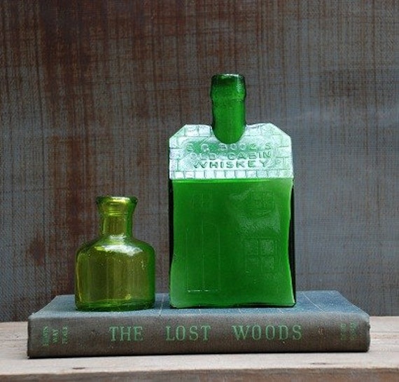 Green Glass Whiskey Bottle Vintage