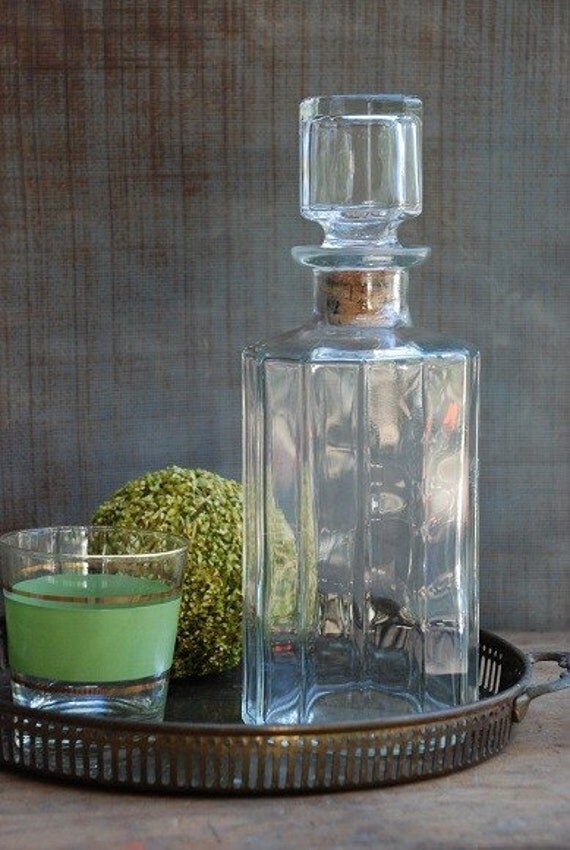 Vintage Crystal Glass Decanter Made in Italy