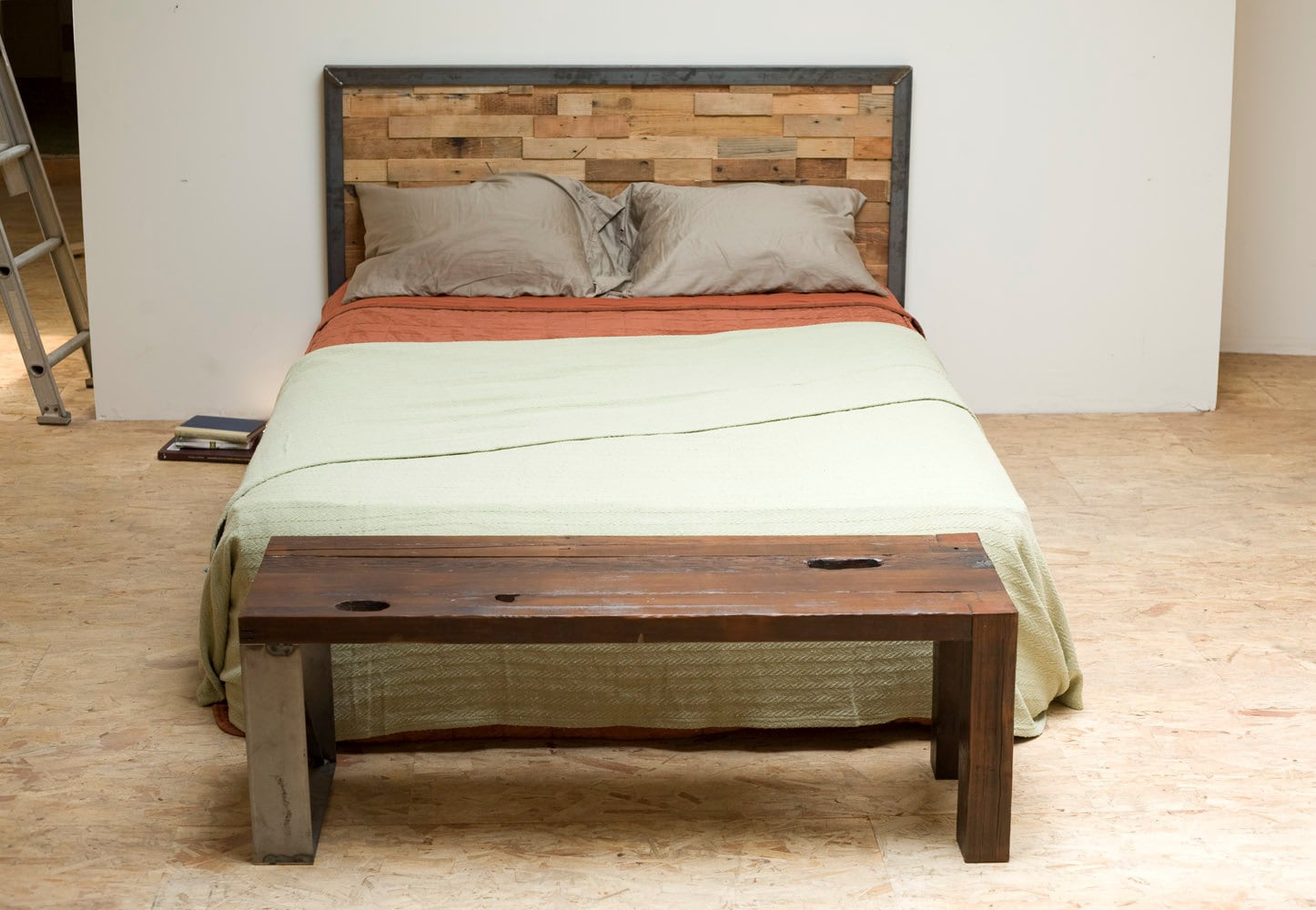 Reclaimed Wood and Iron Steel Headboard