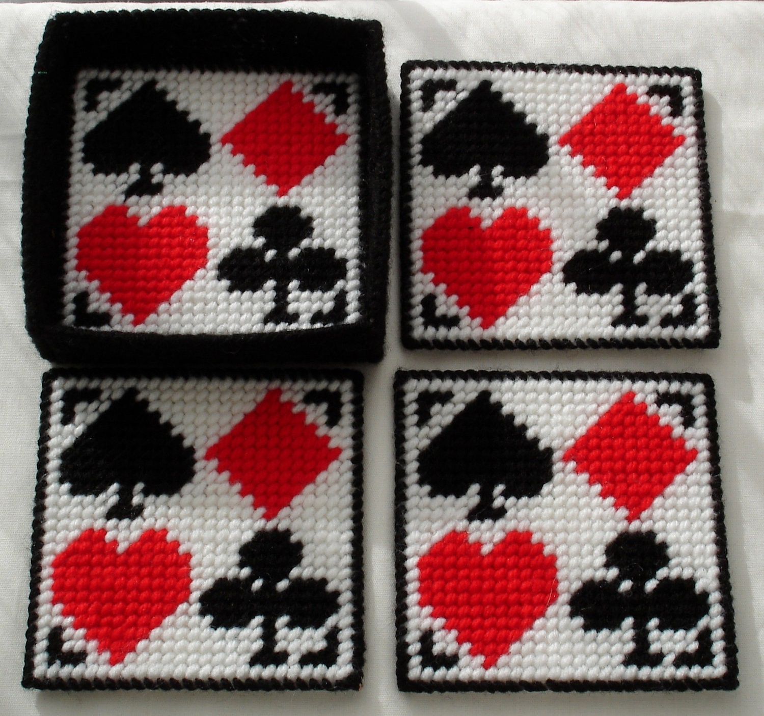 Set of Four Playing Card Coasters with Holder